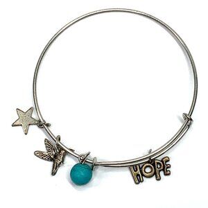 Hope Charm Bracelet With Hummingbird Silver Finish - Expands 2"- 3.5"